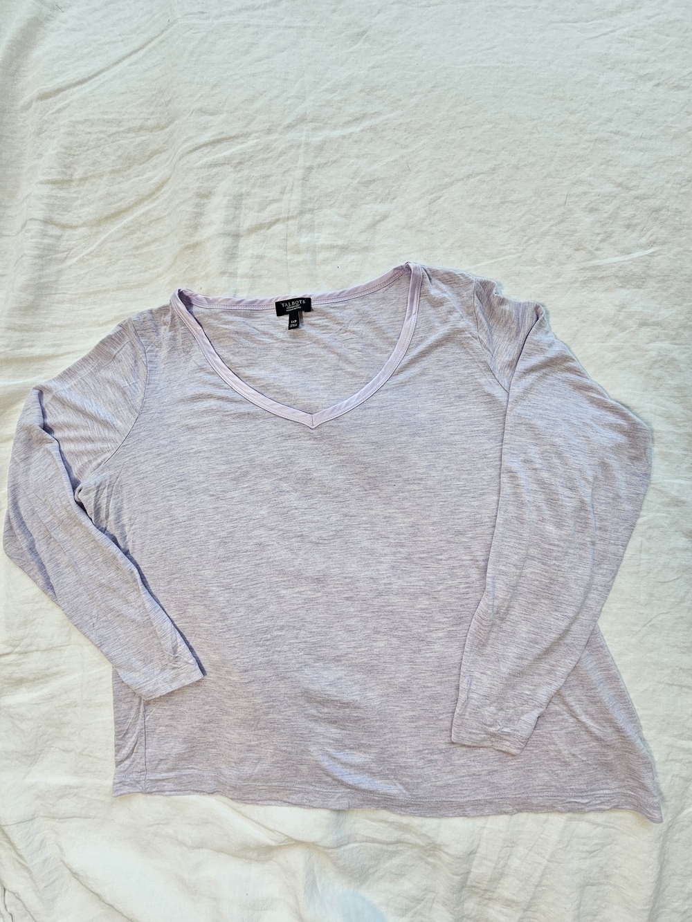 Talbots Lightweight V-Neck Lavender Long-Sleeve Tshirt Size 1X Petit